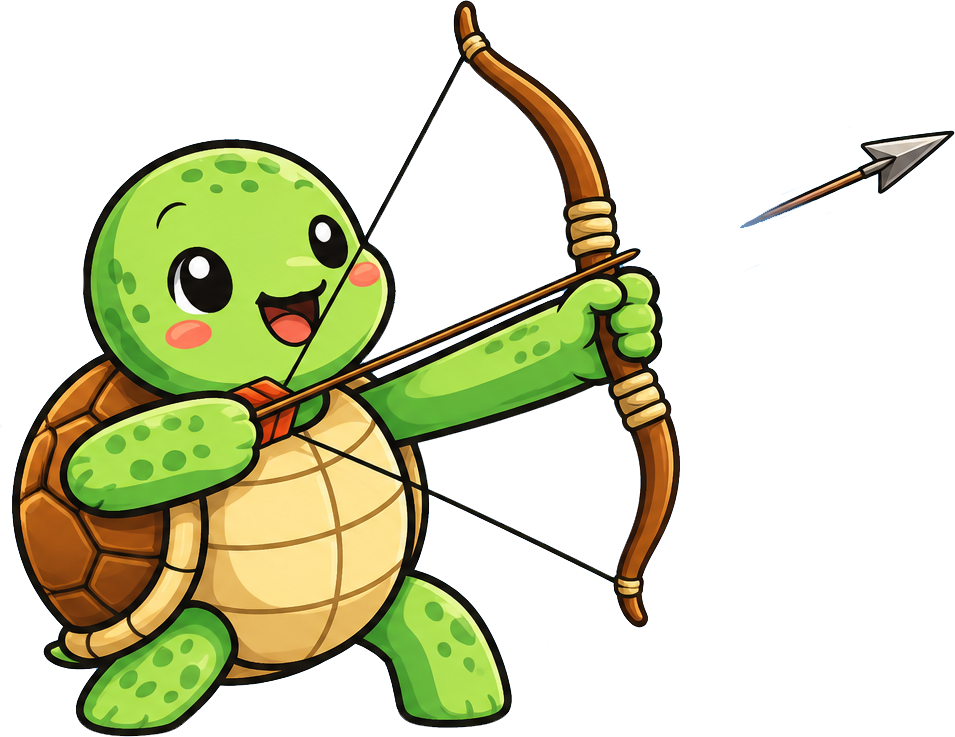 Turtie doing archery