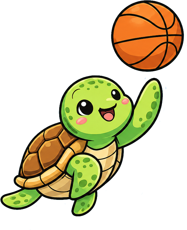 Turtie playing basketball