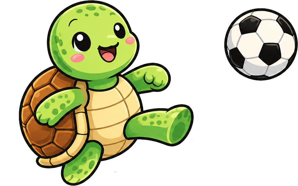 Turtie playing soccer